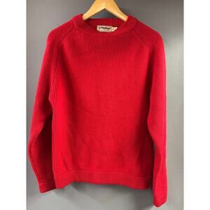 Vintage L.L.Bean Men's 100% pure wool red ribbed heavyweight knit sweater - M